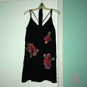 Black spaghetti strap floral dress